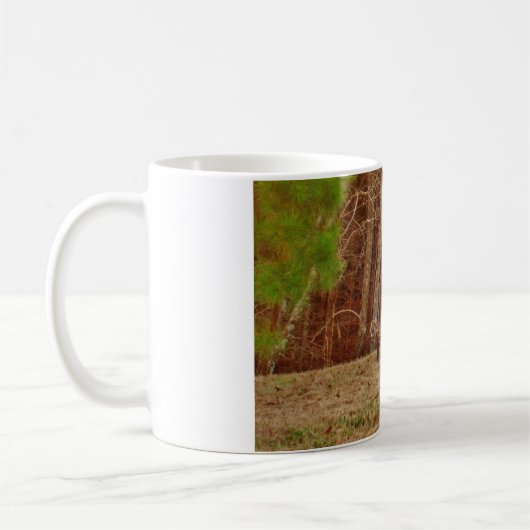 赤いカシのカムフラージュの雄鹿の木びき台のシカの食べ物を与えること コーヒーマグカップ (左)