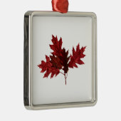 赤いカシの葉 メタルオーナメント (右)