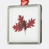 赤いカシの葉 メタルオーナメント (左)