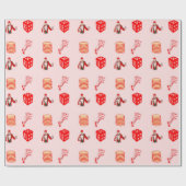 赤いカジノの飾り模様 ラッピングペーパー (フラット)