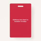 赤いカスタムはパーソナライズな食物アレルギー警報をからかいます バッジ (裏面)