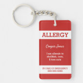 赤いカスタムは食物アレルギー警報赤の警告をからかいます キーホルダー (正面)