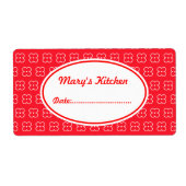 赤いカスタムキッチンラベル ラベル (正面)