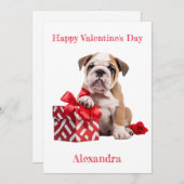 赤いカスタムギフトボックスバレンタイン付きブルドッグ シーズンカード (正面/裏面)