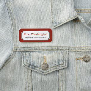赤いカスタム先生Work Office Nameタグ 名札
