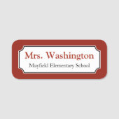 赤いカスタム先生Work Office Nameタグ 名札 (正面)