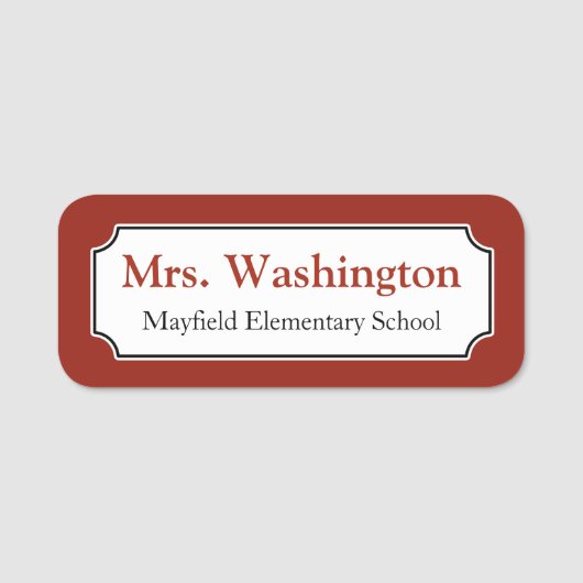 赤いカスタム先生Work Office Nameタグ 名札 (正面)