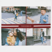 赤いカスタム写真コラージュの家族の名前パーソナライズされた フリースブランケット (正面(横))