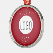 赤いカスタム年あなたのロゴはこちら金ゴールド紙吹雪 メタルオーナメント (左)