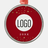 赤いカスタム年あなたのロゴはこちら金ゴールド紙吹雪 メタルオーナメント (正面)