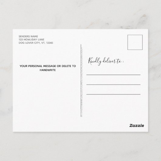 赤いカスタム格子模様のペット写真コラージュ犬の恋人Holid ポストカード (裏面)