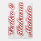 赤いカップケーキウォッカ　ハクナマタタ　ＦＵＮＮＹ。 キッチンタオル (縦)