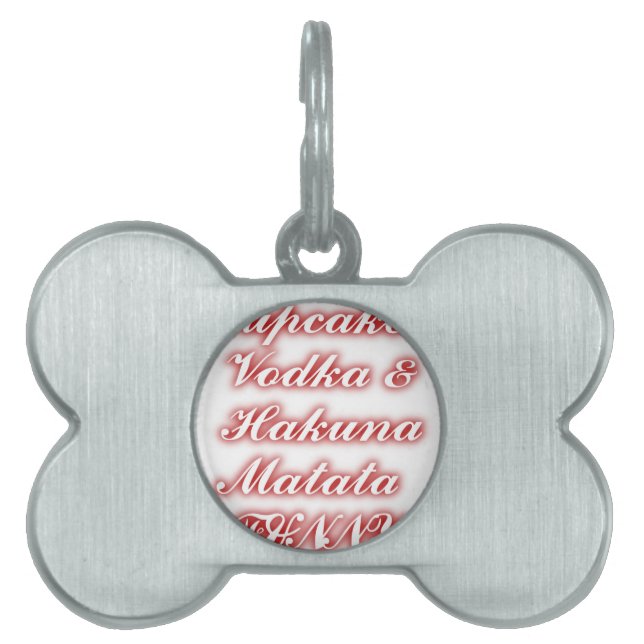 赤いカップケーキVodka Hakuna Matataおもしろい. ペットネームタグ (正面)