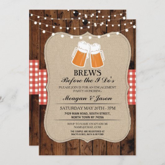 赤いカップルのシャワー招待状 招待状 (正面/裏面)