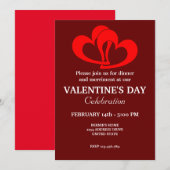 赤いカップルのパーティーとバレンタインデーハート 招待状 (正面/裏面)