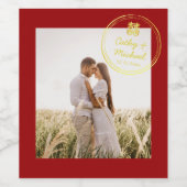 赤いカップルの写真中国ののウェディングスタンプのロゴ ワインラベル (シングルラベル)