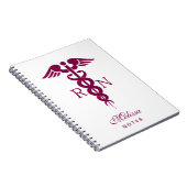 赤いカドゥセウスナースの医療記号 ノートブック (右側)