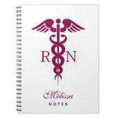 赤いカドゥセウスナースの医療記号 ノートブック (正面)