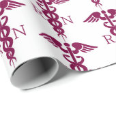 赤いカドゥセウスナースの医療記号 ラッピングペーパー (ロールコーナー)