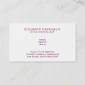 赤いカドゥセウスナースの医療記号 名刺 (裏面)