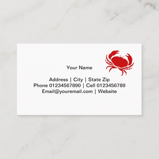 赤いカニの名刺|のシーフードのロゴのテンプレート 名刺 (裏面)