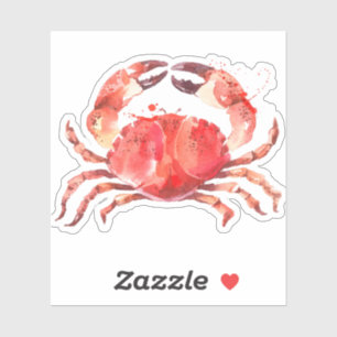 赤いカニの水彩画のイラストレーション シール