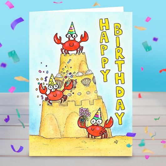 赤いカニの誕生日おめでとうグッズ カード