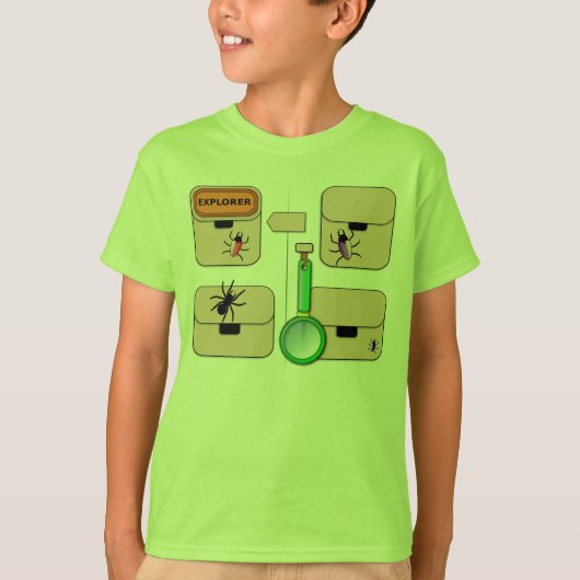 赤いカブトムシが付いている探検家のベスト Tシャツ (正面)