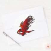 赤いカラフルな漫画およびfalcan黒いワシのタカ ラウンドシール (封筒)