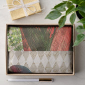 赤いカラフルのデコペ葉ージ付きオウム 薄葉紙 (ギフト)