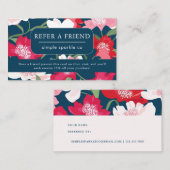 赤いカラフルフローラがフレンド会社を参照 紹介カード (正面/裏面)