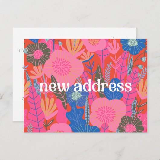 赤いカラフルフローラ我々は新しい家を移動 ポストカード (正面/裏面)