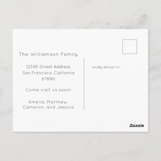 赤いカラフルフローラ我々は新しい家を移動 ポストカード (裏面)