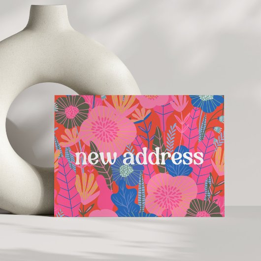赤いカラフルフローラ我々は新しい家を移動 案内状