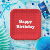 赤いカラフル子供の誕生日建物ブロック ペーパープレート (パーティー)