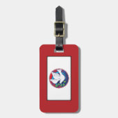 赤いカラフル背景の確認鳩 ラゲッジタグ (正面縦)