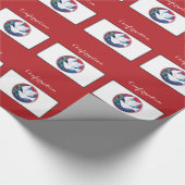 赤いカラフル背景の確認鳩 ラッピングペーパー (コーナー)