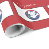 赤いカラフル背景の確認鳩 ラッピングペーパー (ロールコーナー)