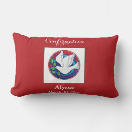 赤いカラフル背景の確認鳩 ランバークッション