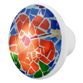 赤いカラフル花モザイクフローラ セラミックノブ (右)