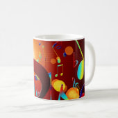 赤いカラフル音符と記号 コーヒーマグカップ (正面右)