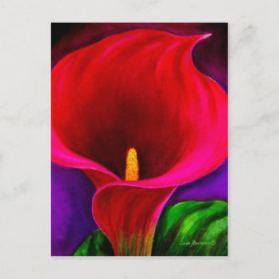 赤いカラリリー絵を描の花の芸術 – 数々の ポストカード