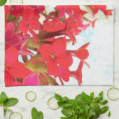 赤いカランコエの花 キッチンタオル (折り畳み)