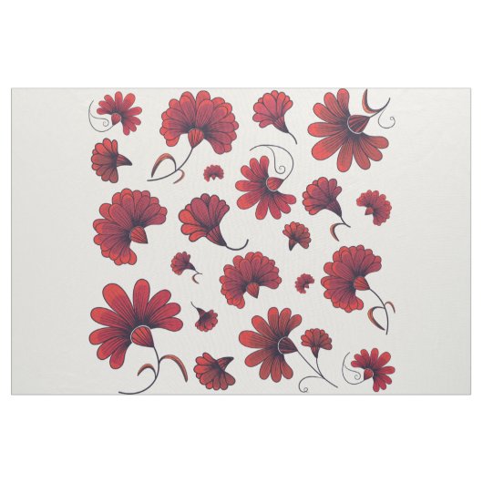 赤いカラーのベクトルパターン 花 ファブリック (ヤード)
