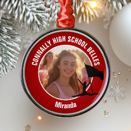 赤いカラーガードの写真 高校のクリスマス メタルオーナメント