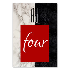 赤いカリグラフィーの結婚式 テーブルナンバー