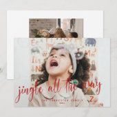 赤いカリグラフィースクリプトのJingle All The Way 写真 シーズンカード (正面/裏面)