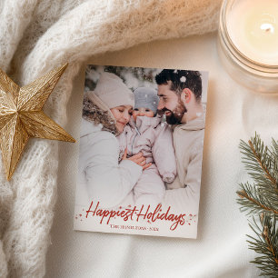 赤いカリグラフィー写真 最高の休日 クリスマス ポストカード