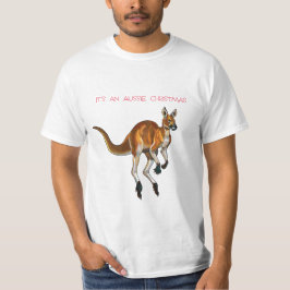 赤いカンガルーとオーストラリアのクリスマス Tシャツ