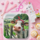 赤いカーチーフをかぶったハイファー牛 ペーパープレート (パーティー)